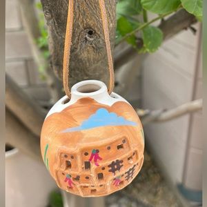NEW MEXICO HANDPAINT POTTERY CHRISTMAS ORNAMENT SOUTHWESTEN ART